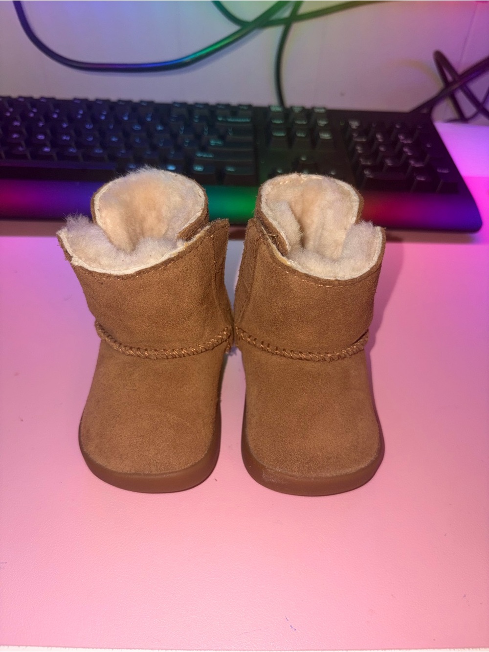 UGG Toddlers Chestnut Suede Shearling-Lined Booties